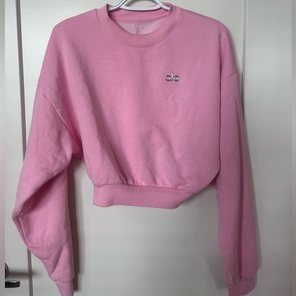 ALO Yoga Pink Women's Cropped Sweatshirt, rare sweet pink - Picture 8 of 8